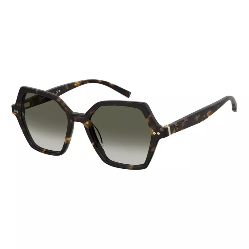 Gafas de sol rectangulares de mujer Tommy Hilfiger TH-2213-S-086 - montura Dark Havana, cristales Brown Gradient