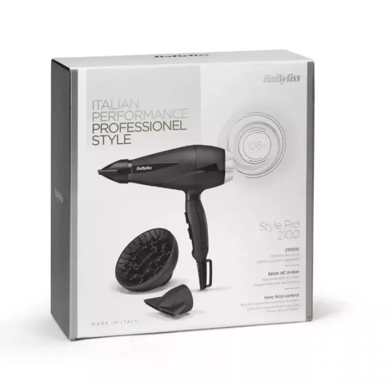 BaByliss 6710DE Turbo Pro Secador de pelo 2100 W, negro