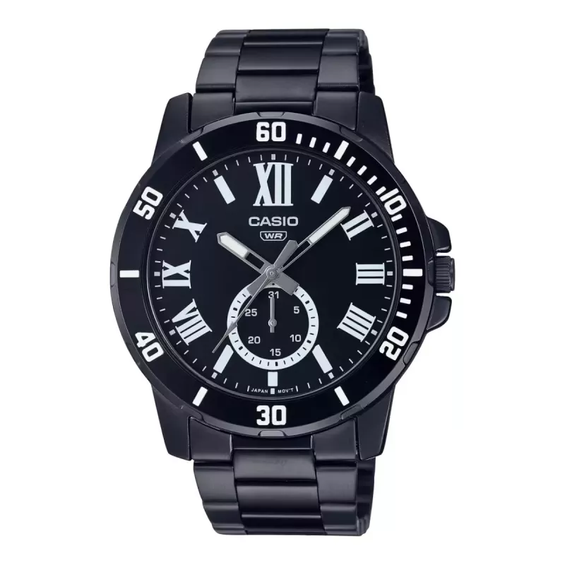 Reloj de hombre CASIO MTPVD200B1BUD analógico de cuarzo 45 mm acero inoxidable negro con baño de iones