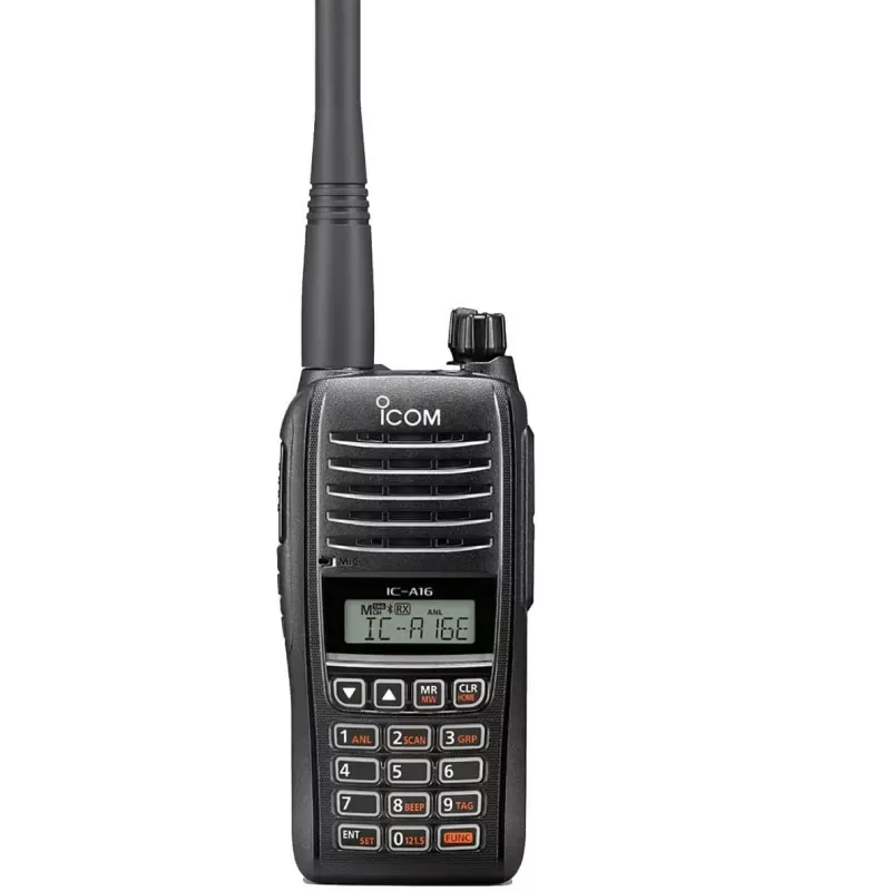 Transceptor portátil de aviación ICOM IC-A16E con Bluetooth y cancelación activa de ruido