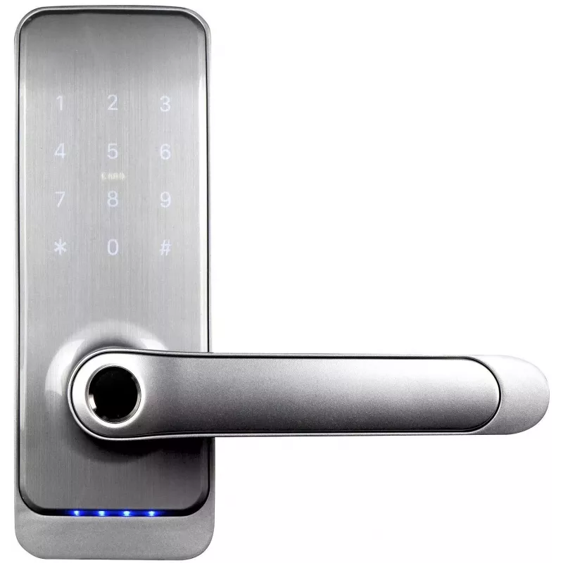 EURA ELH-01H4 manilla de acceso plateada con huella dactilar, RFID, PIN, Bluetooth