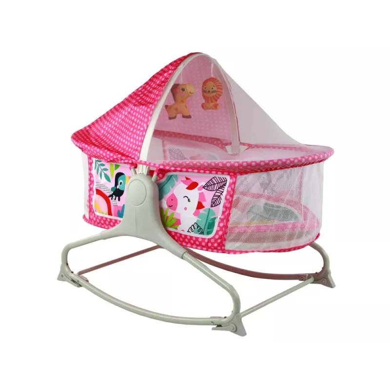 Mecedora de cuna multifunción 2 en 1 LEAN TOYS base infantil con sonidos y vibraciones rosa