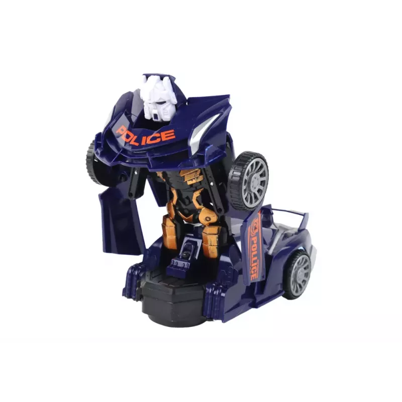 Coche robot LEAN TOYS policía azul marino 2 en 1 transformación