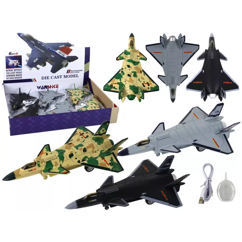 Avión teledirigido con batería LEAN TOYS propulsión por fricción set con cargador y 3 tipos