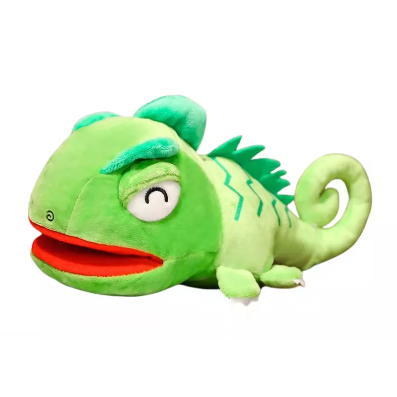 LEAN TOYS Marioneta de mano mascota dragón verde de peluche 30 cm