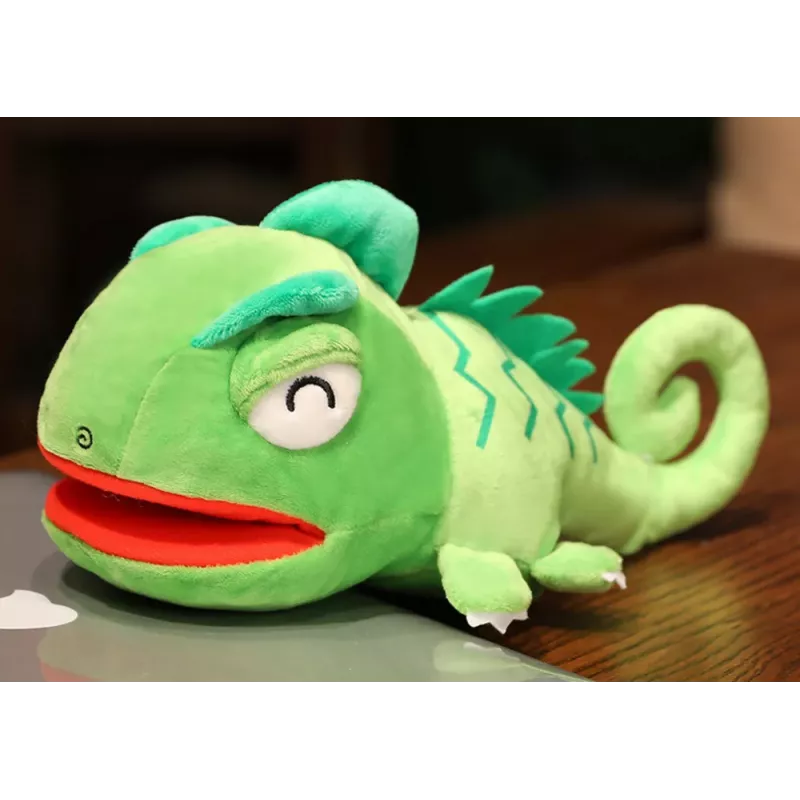 LEAN TOYS Marioneta de mano mascota dragón verde de peluche 30 cm
