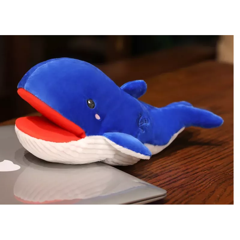 LEAN TOYS Marioneta de mano mascota ballena azul de peluche 30 cm