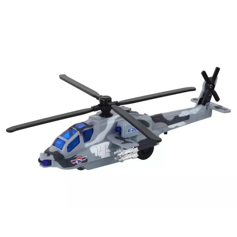 LEAN TOYS helicóptero militar de metal fundido con sonido y luz