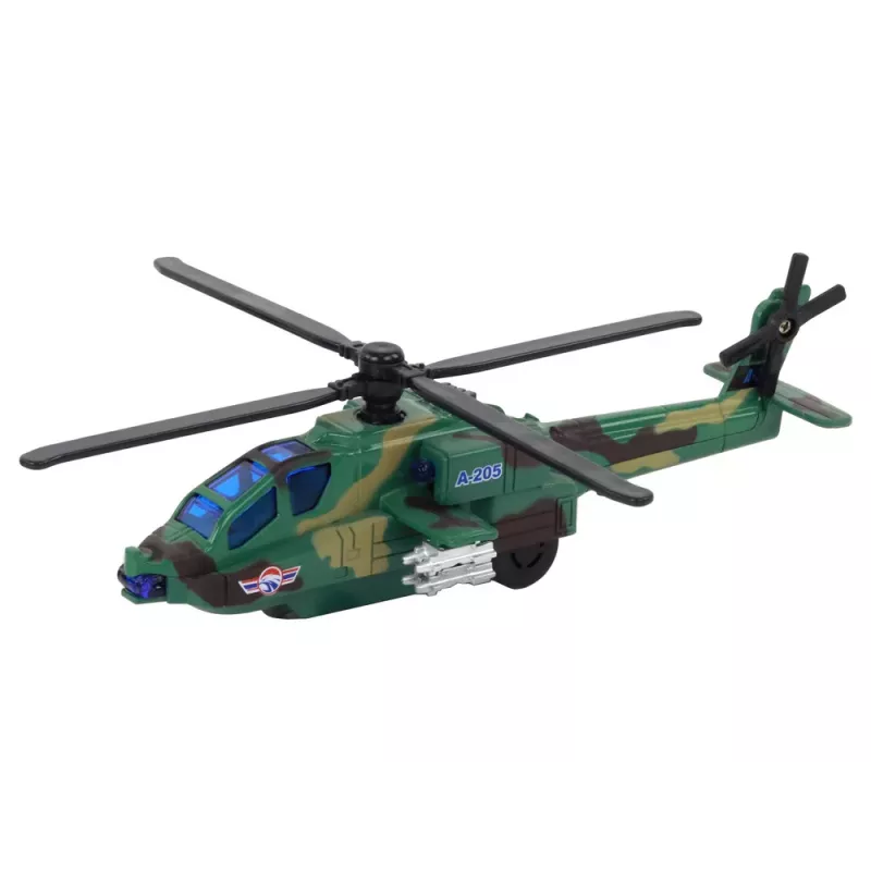 LEAN TOYS helicóptero militar de metal fundido con sonido y luz