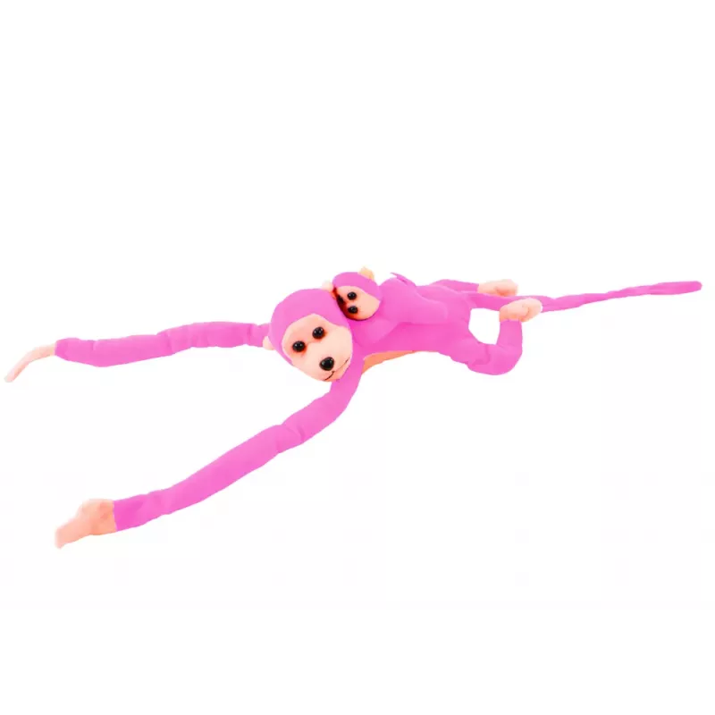 LEAN TOYS Mascota de peluche mono con bebé, rosa 90 cm