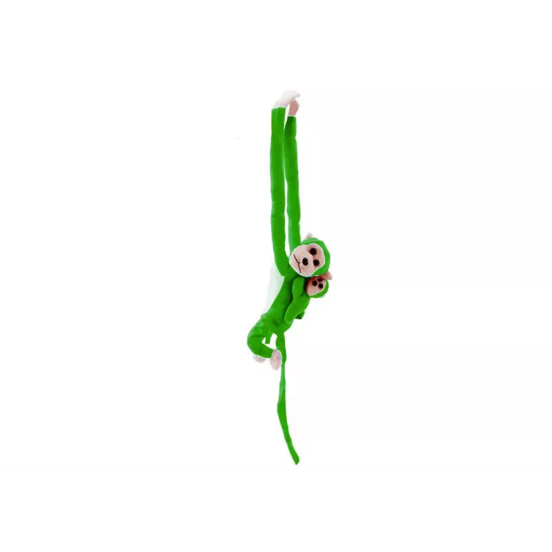 LEAN TOYS Mascota de peluche mono con bebé, verde 90 cm