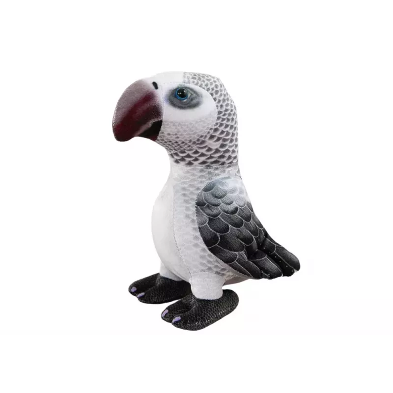 LEAN TOYS Mascota de peluche loro gris 20 cm