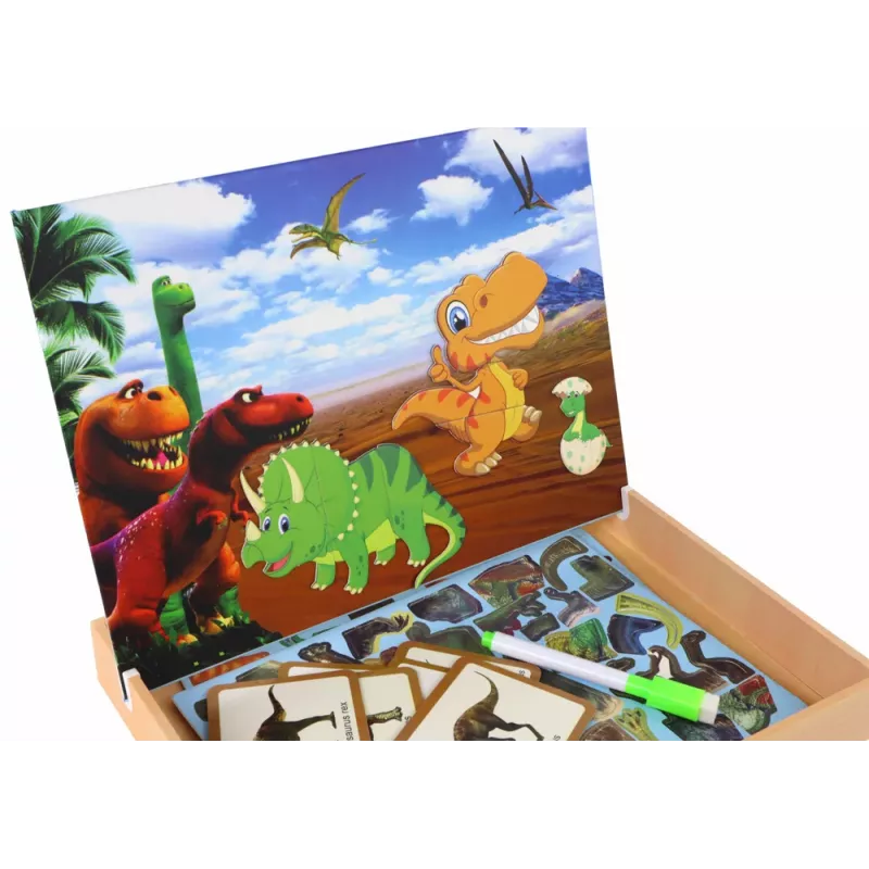 LEAN TOYS Set de puzle magnético educativo con dinosaurios