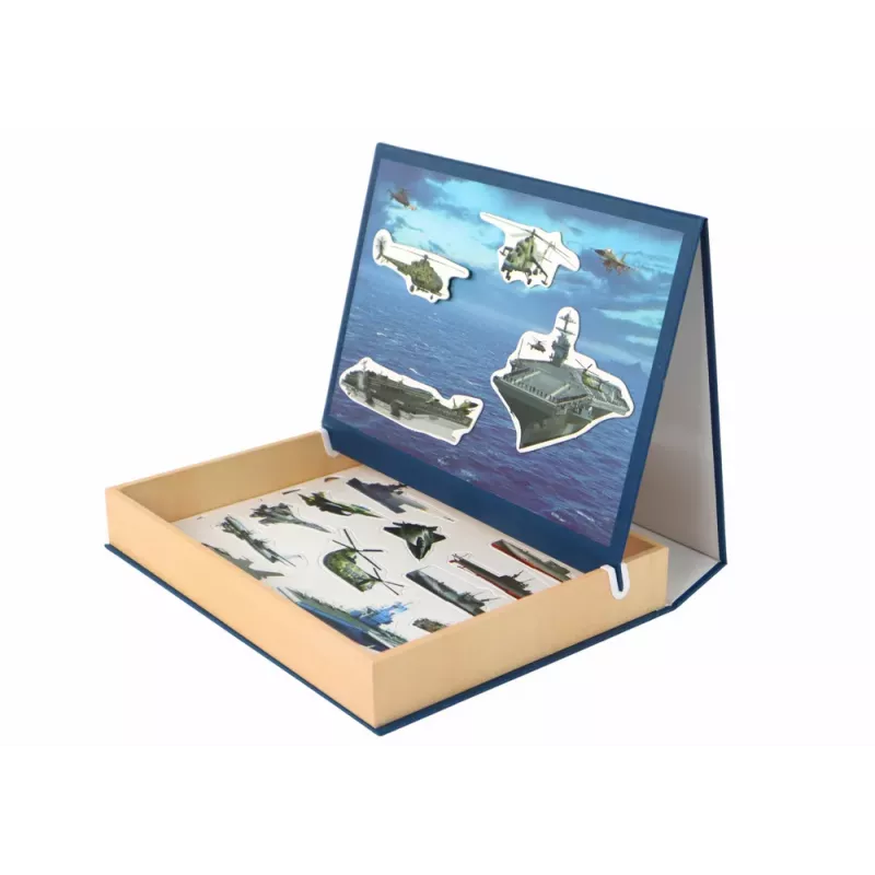 LEAN TOYS Set de puzle magnético educativo - motivo buque militar, 30 piezas, madera, a partir de 3 años
