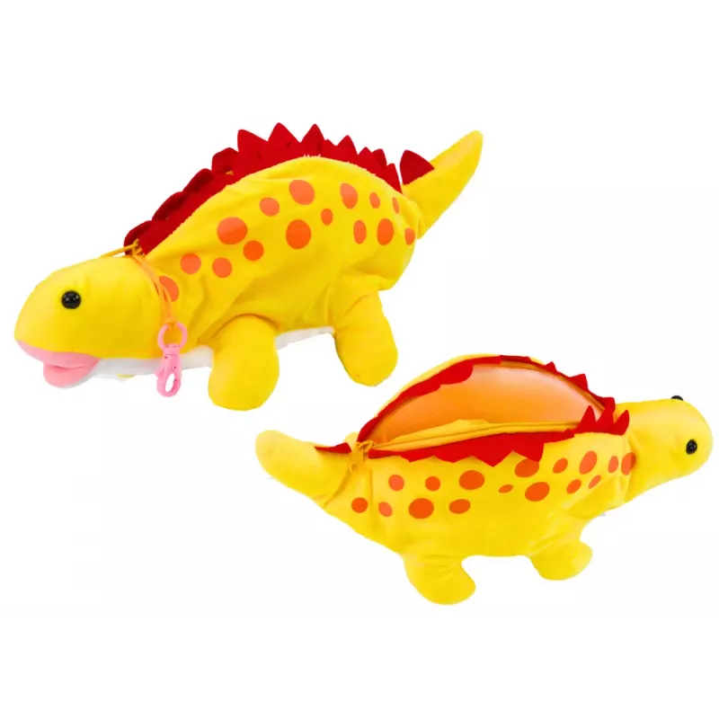 LEAN TOYS Estuche de peluche dinosaurio caja de almacenamiento colgante amarillo
