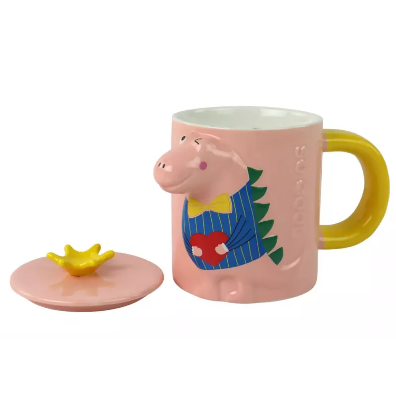 LEAN TOYS Taza infusora dinosaurio rosa 400 ml