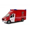 LEAN TOYS Camión de bomberos con fricción, sonido y puertas que se abren