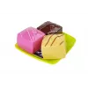 LEAN TOYS Set para comer tarta de postre con bandeja - set de servir de porcelana y acero inoxidable 8 piezas