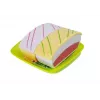 LEAN TOYS Set para comer tarta de postre con bandeja - set de servir de porcelana y acero inoxidable 8 piezas