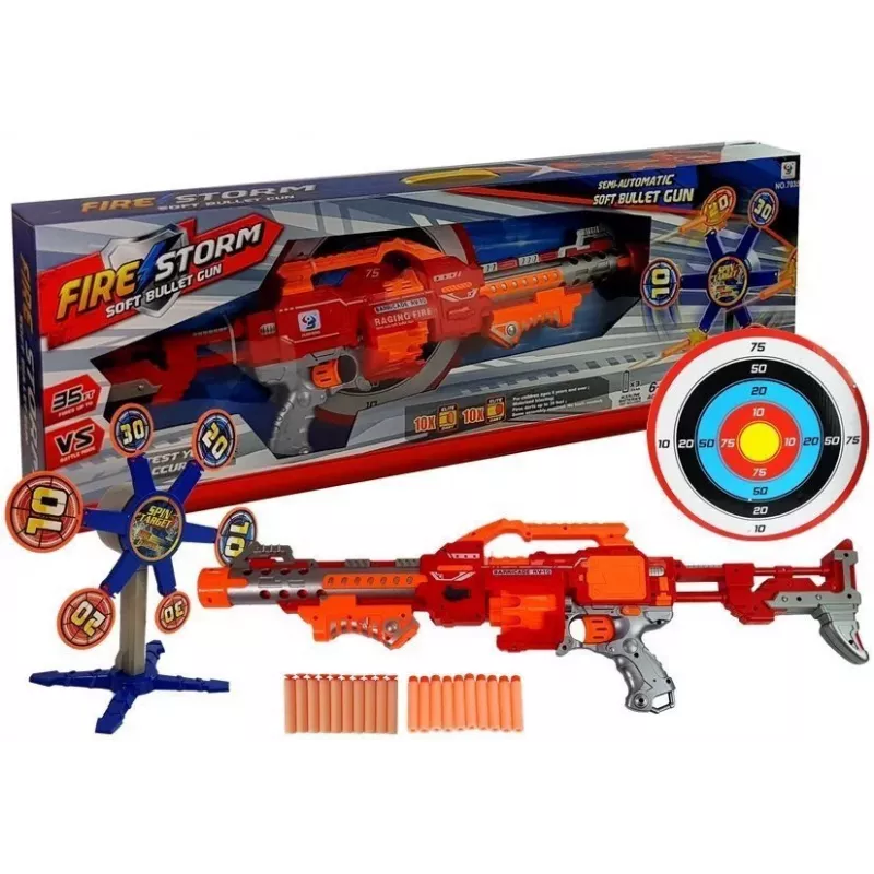 LEAN TOYS Rifle de dardos de espuma con objetivo giratorio 66 cm
