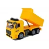 LEAN TOYS Set volquete 1:14 camión volquete RC con señales de tráfico, luces y radar - amarillo