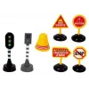 LEAN TOYS Set volquete 1:14 camión volquete RC con señales de tráfico, luces y radar - amarillo