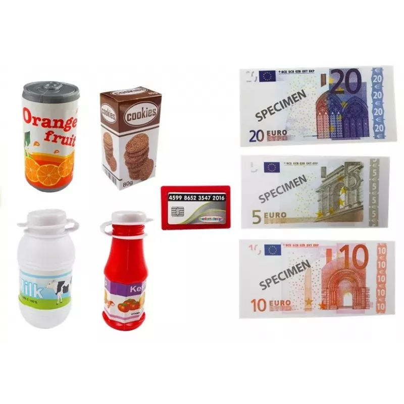 LEAN TOYS Caja registradora con calculadora táctil + accesorios