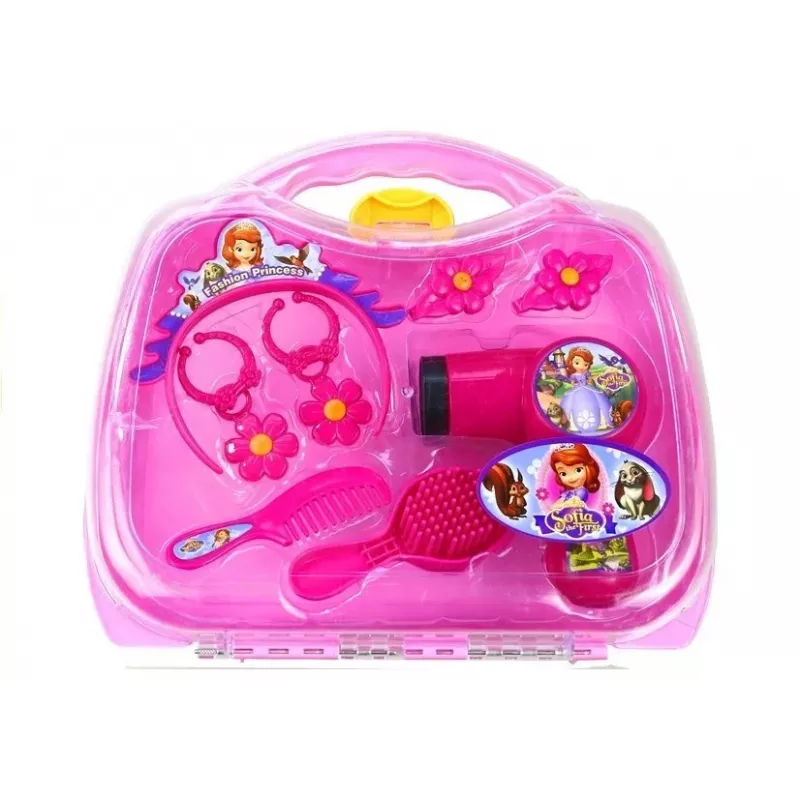 LEAN TOYS Set Princess in a Suitcase - secador de pelo, pendientes, diadema, rosa