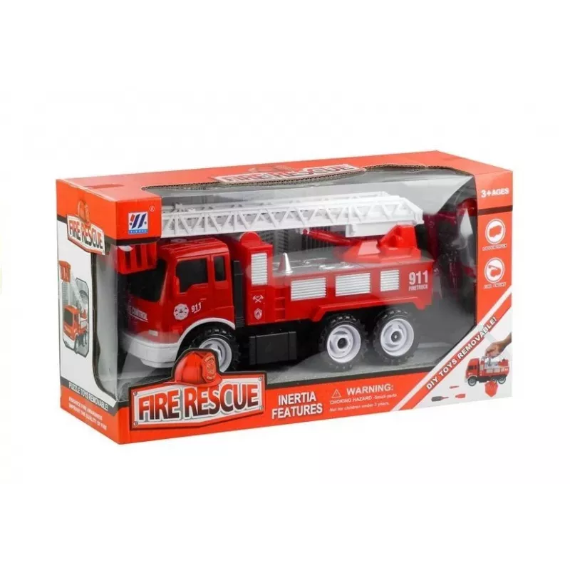 LEAN TOYS Camión de bomberos desmontable Little Mechanic llave de ruedas destornillador