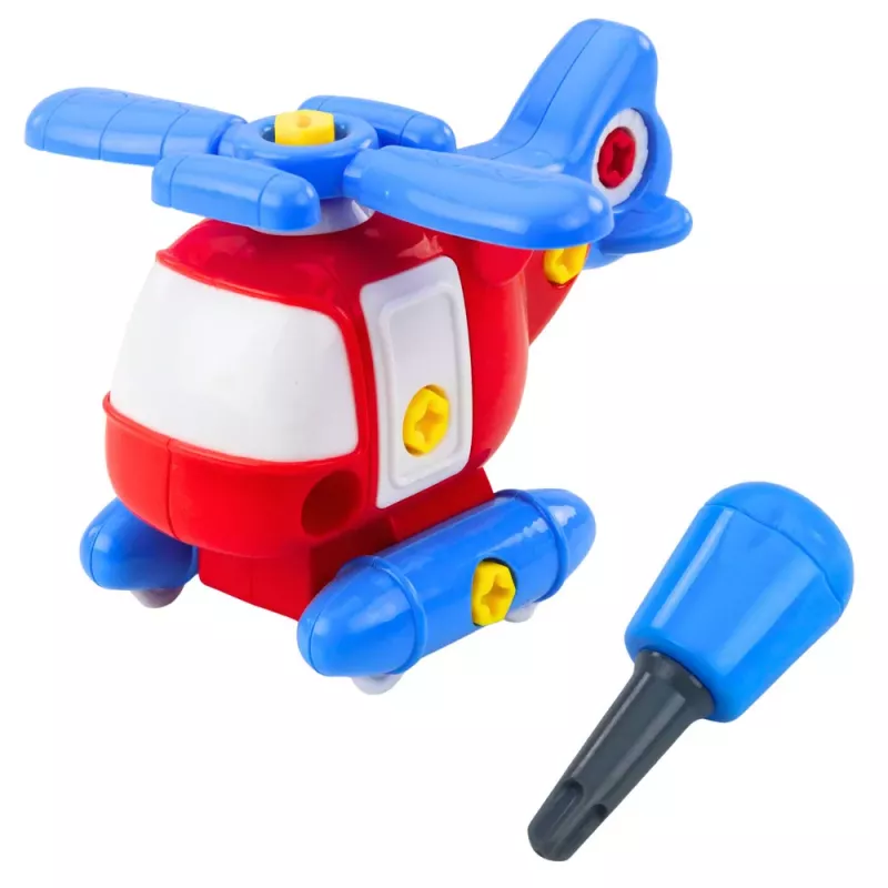 LEAN TOYS Helicóptero desmontable juguete de construcción con destornillador y llave para niños