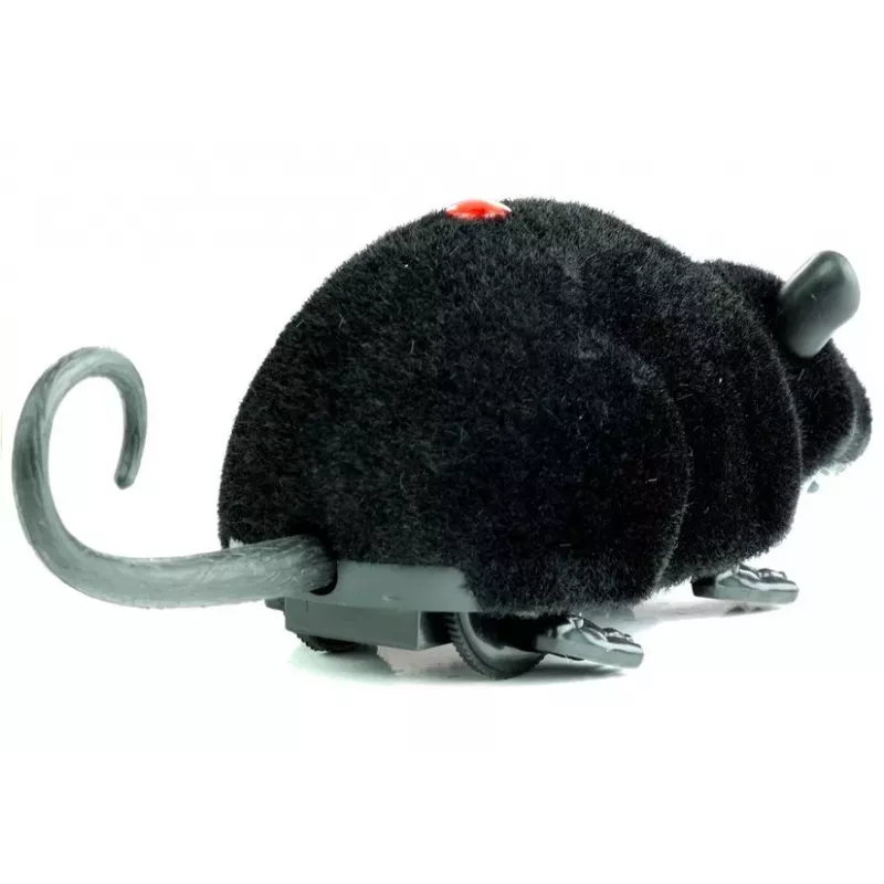 LEAN TOYS Ratón RC grande de juguete con ruedas negro - gasta una broma