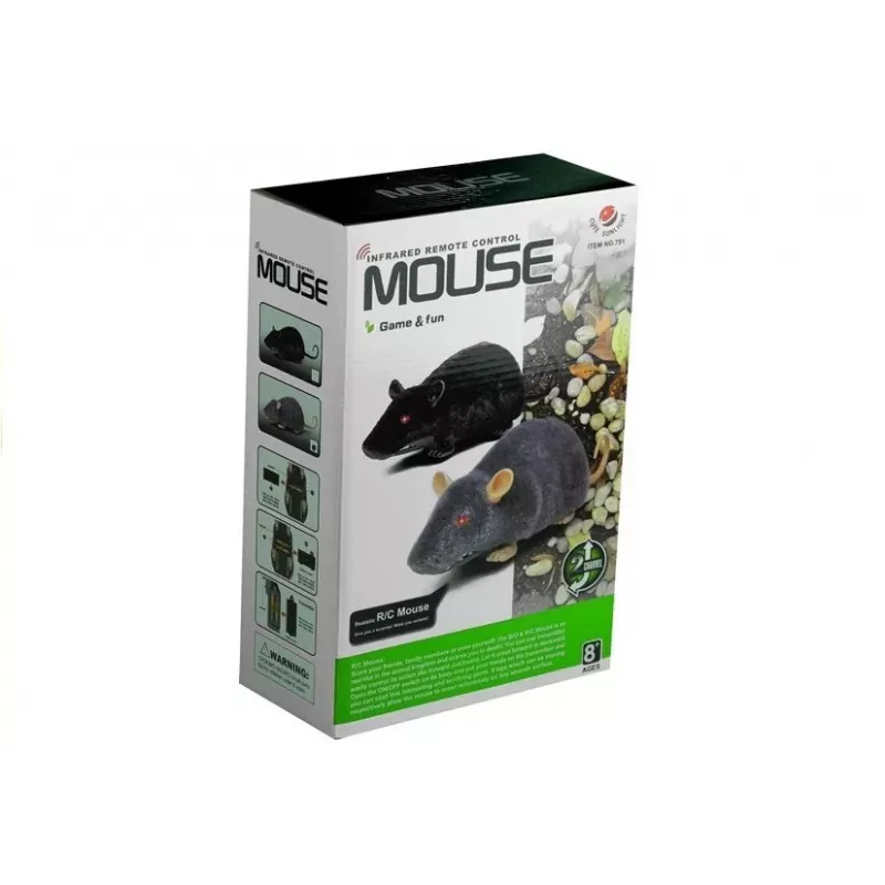 LEAN TOYS Ratón RC grande de juguete con ruedas negro - gasta una broma