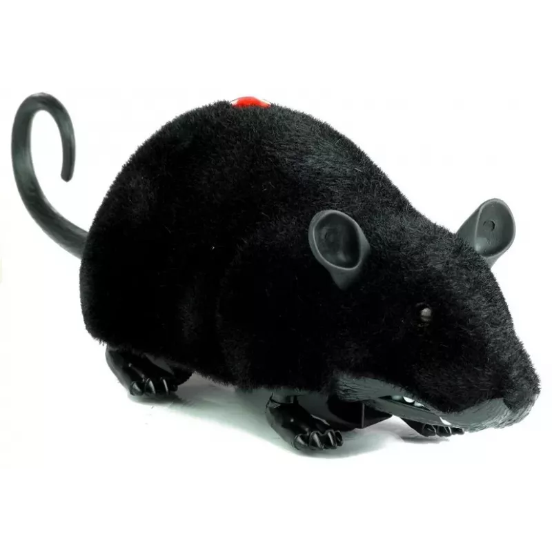 LEAN TOYS Ratón RC grande de juguete con ruedas negro - gasta una broma