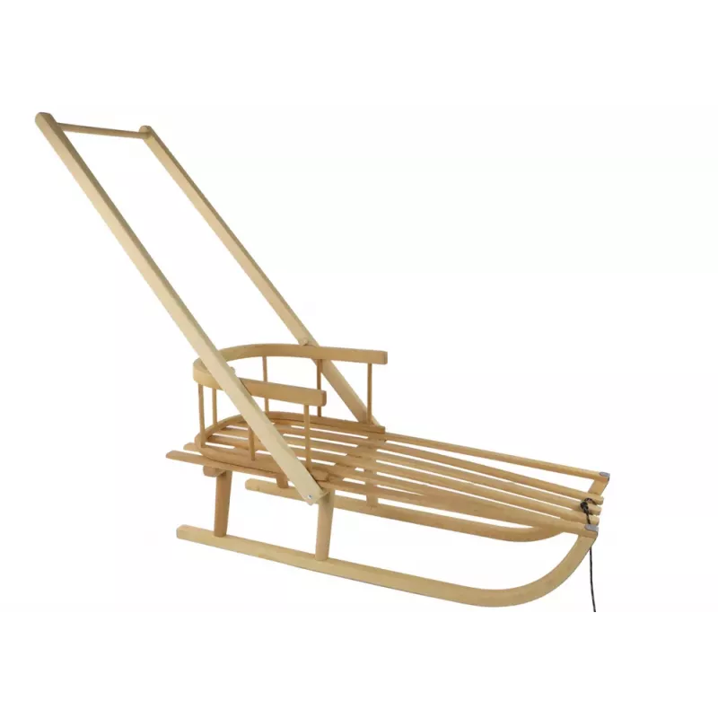 LEAN TOYS Trineo con respaldo, barra de empuje de madera, asa de madera