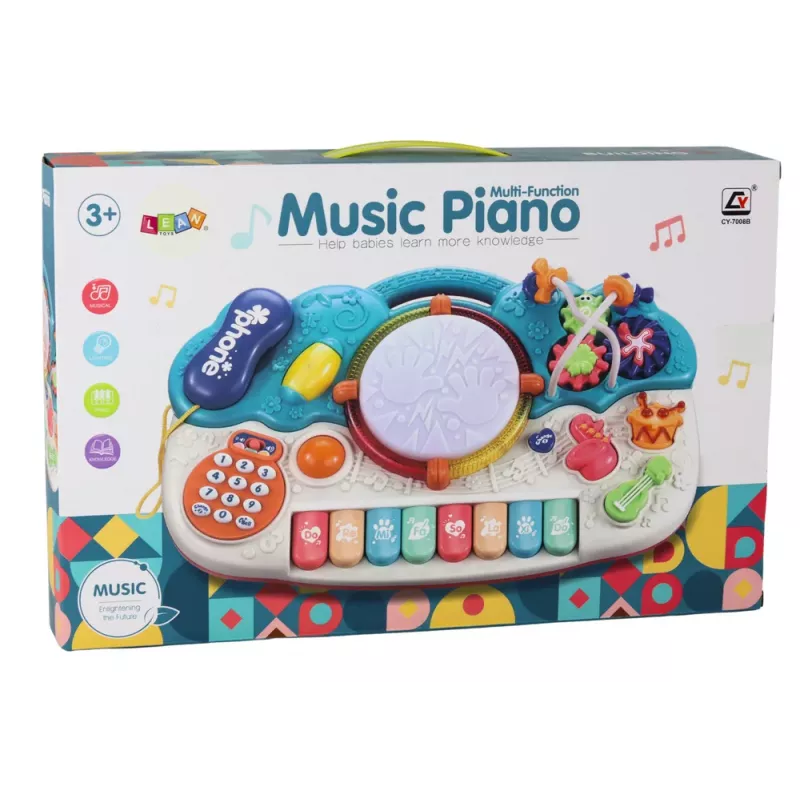 LEAN TOYS Piano órgano Juguete musical educativo con sonidos de tambor y efectos de luz