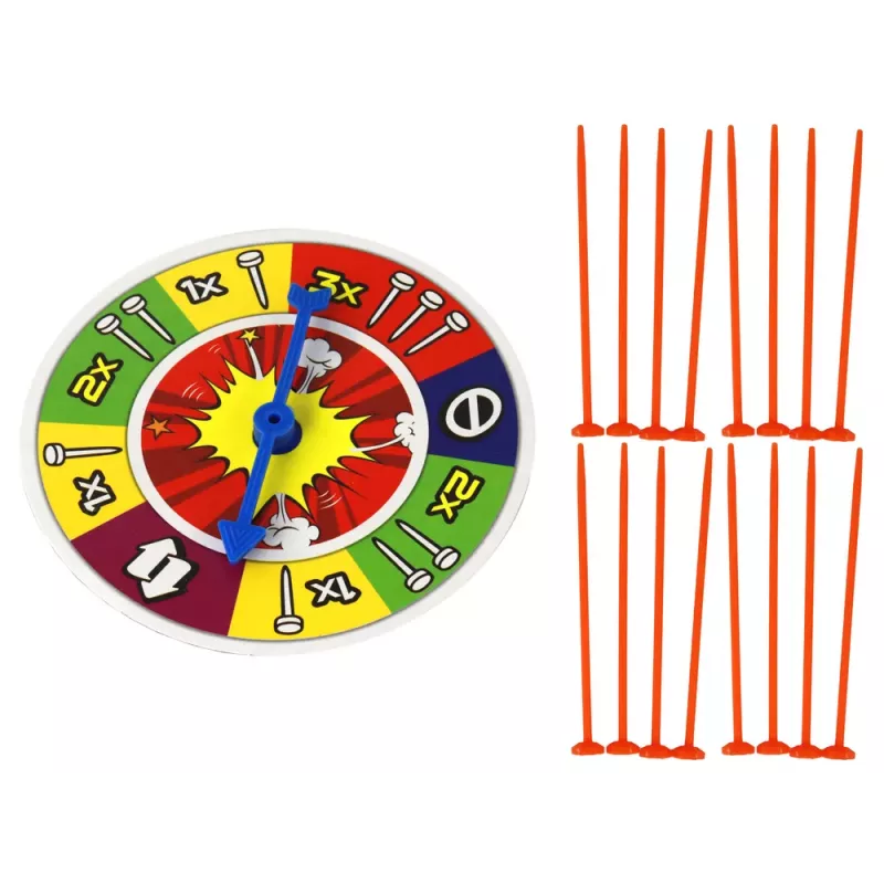 LEAN TOYS Juego familiar arcade: Revienta el globo con martillo y clavos