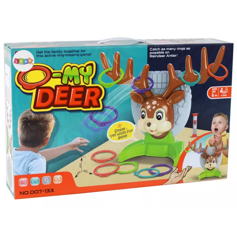 LEAN TOYS Juego familiar arcade - Lanzamiento de aro a un ciervo