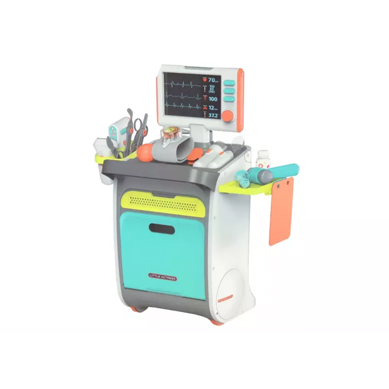 LEAN TOYS Set Little Doctor's Carrito de médico Rayos X ECG Accesorios Luz Sonido 36 piezas