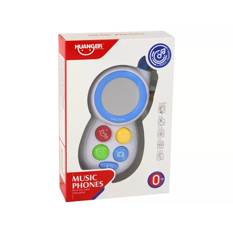 LEAN TOYS Teléfono interactivo infantil Azul con luz, sonido y espejo
