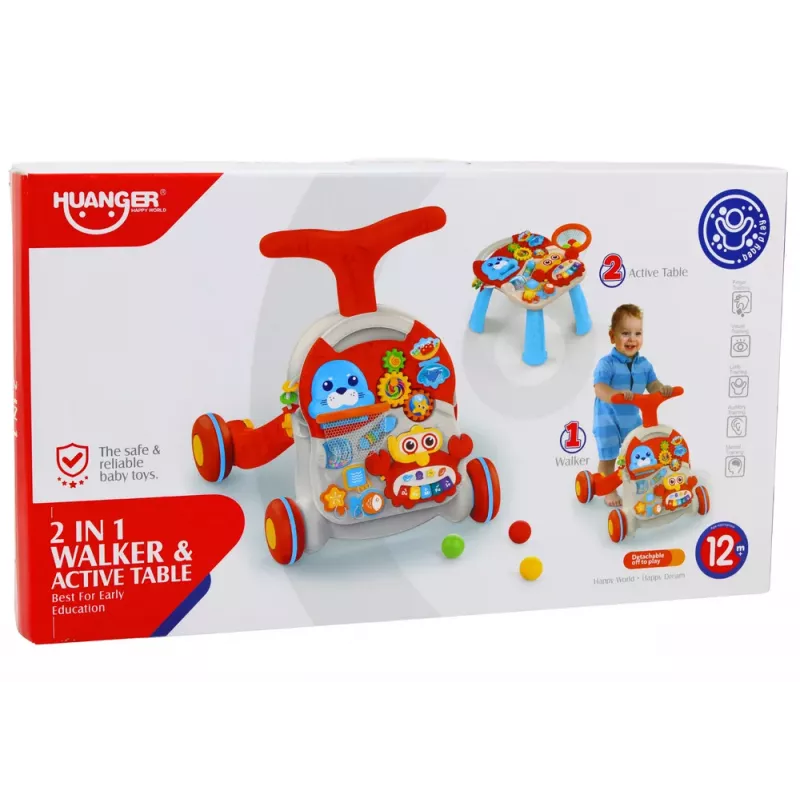 LEAN TOYS Juguete deslizante Mesa de aprendizaje interactiva 2en1 Rojo