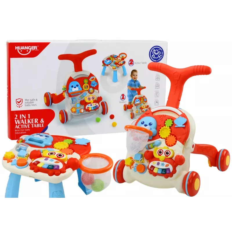 LEAN TOYS Juguete deslizante Mesa de aprendizaje interactiva 2en1 Rojo