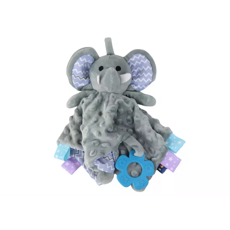 LEAN TOYS Peluche Elefante Manta de Apego Tubos Mordedor Sonajero
