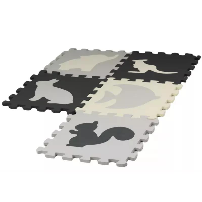 LEAN TOYS Alfombra de Puzzle Blanda Educativa de Contraste Espuma EVA Gris 28 piezas