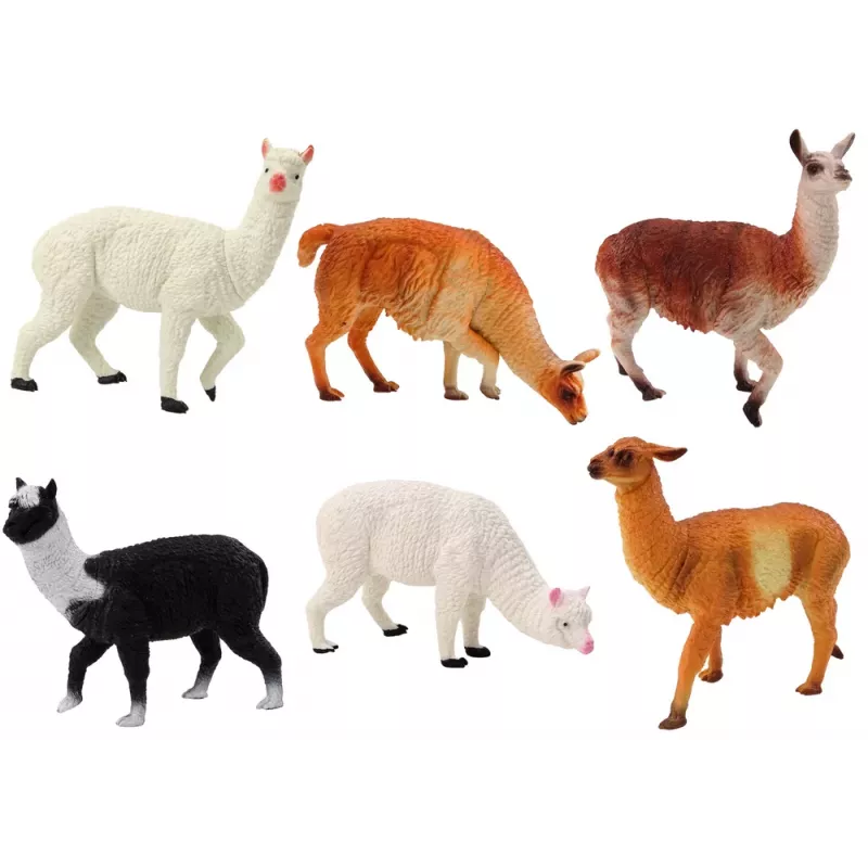 LEAN TOYS Set de Figuras de Granja Alpaca Llama 6 piezas Surtido