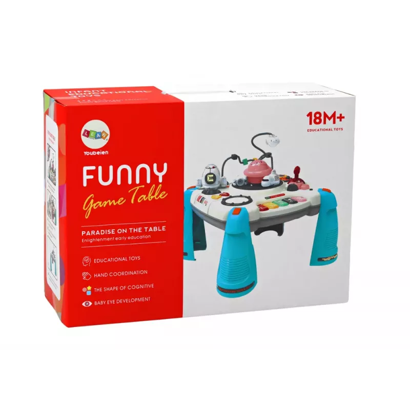LEAN TOYS Mesa de Aprendizaje Interactiva Panel Infantil Piano Space Azul