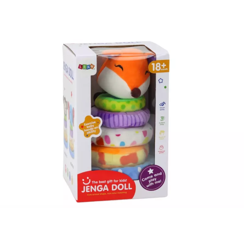 LEAN TOYS Pirámide de Peluche Zorro Mascota de Aprendizaje Multicolor 27 cm