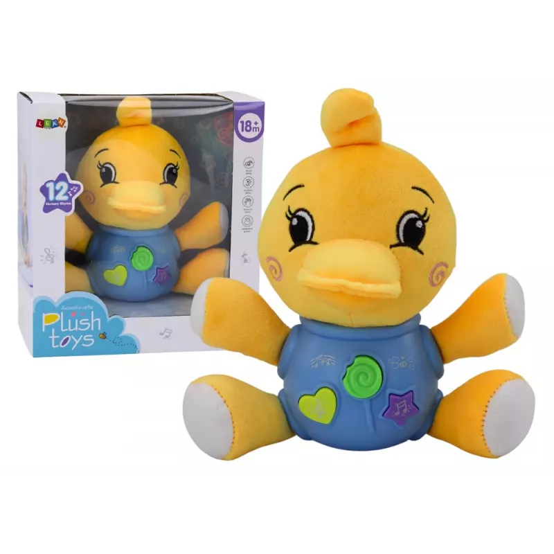LEAN TOYS Pato de Peluche Interactivo Amarillo Jugando 19 cm