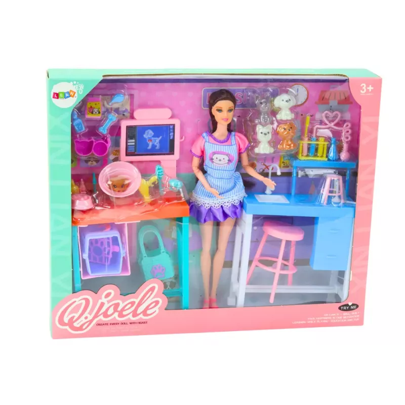 LEAN TOYS Set Muñeca Veterinaria Consulta de Cuidado Muebles Accesorios Mascotas