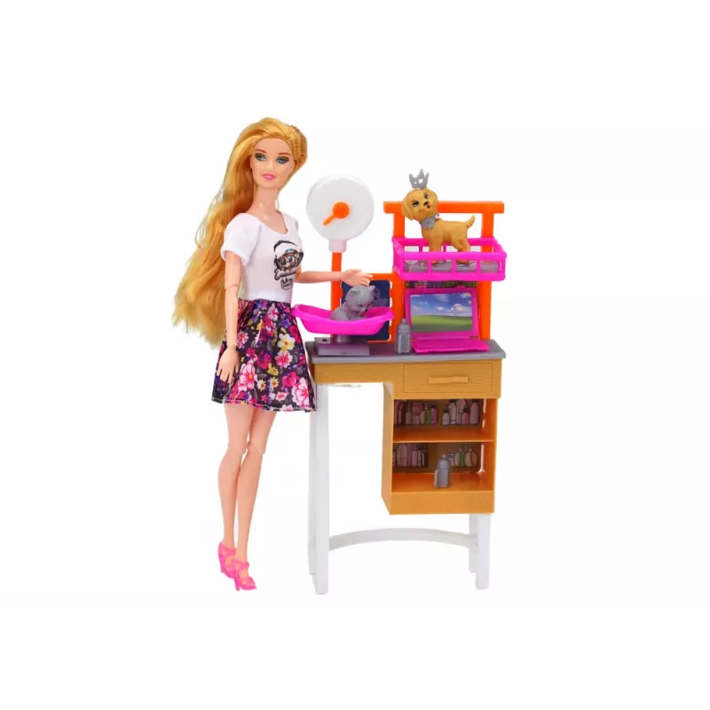 LEAN TOYS Set de Muñecas con Perros, Gato y Accesorios de Veterinaria