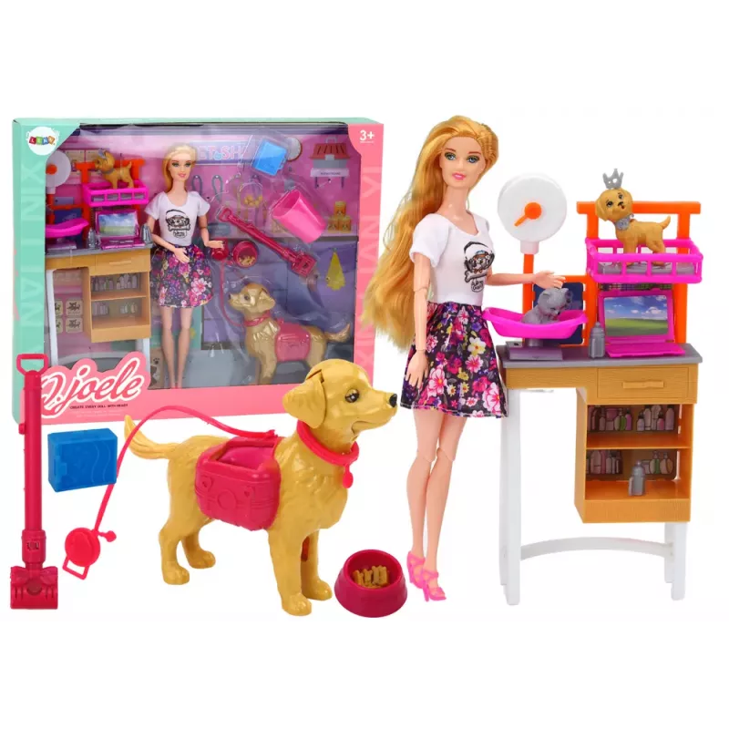 LEAN TOYS Set de Muñecas con Perros, Gato y Accesorios de Veterinaria